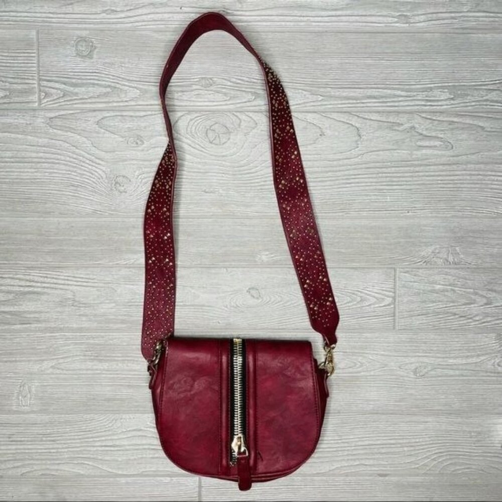 NWT Madison West Los Angeles Studded Zipper Crossbody Shoulder Bag purse
